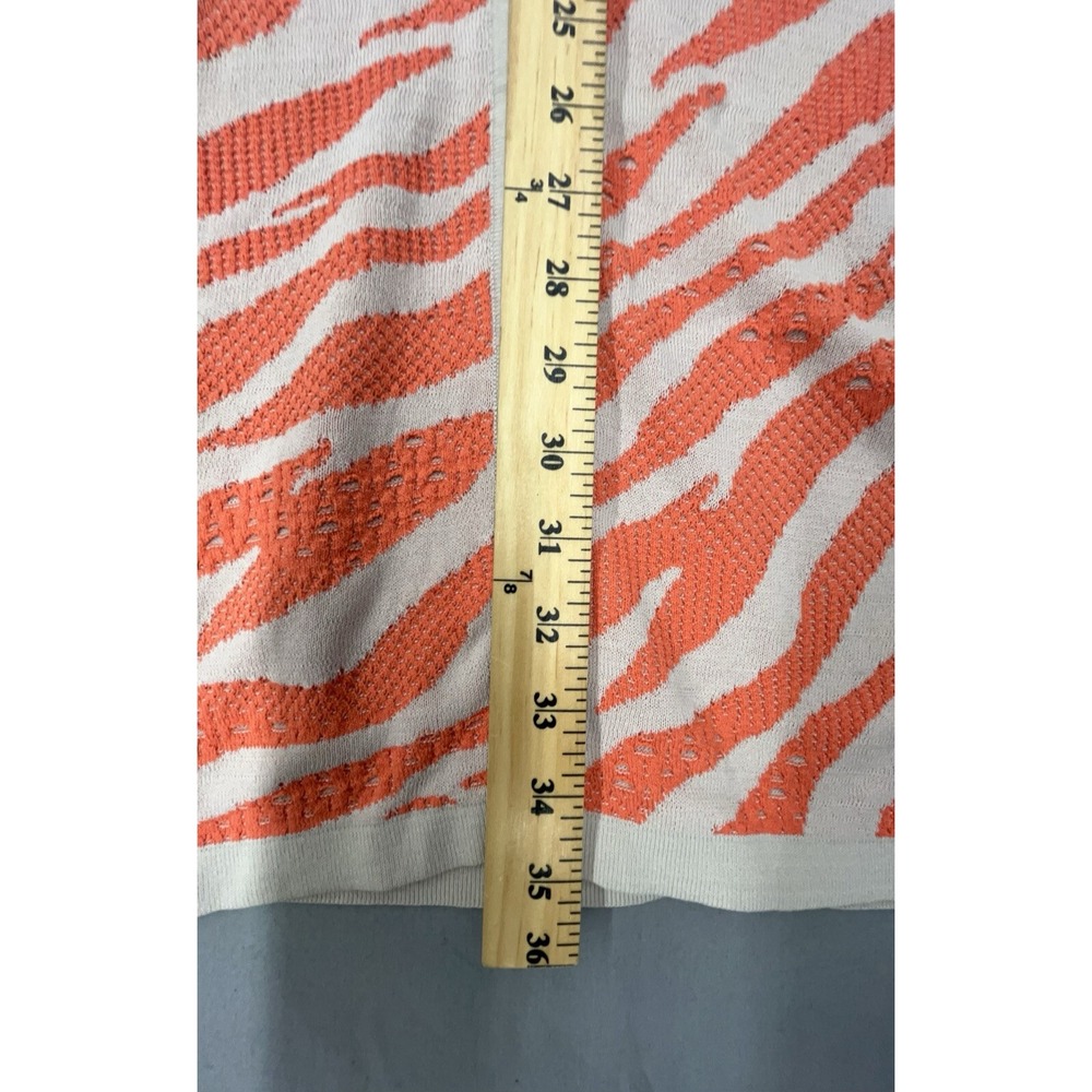 Chicos Sweater 3 US XL Orange Beige Zebra Animal Long Cardigan Stretchy Artsy - Picture 10 of 10